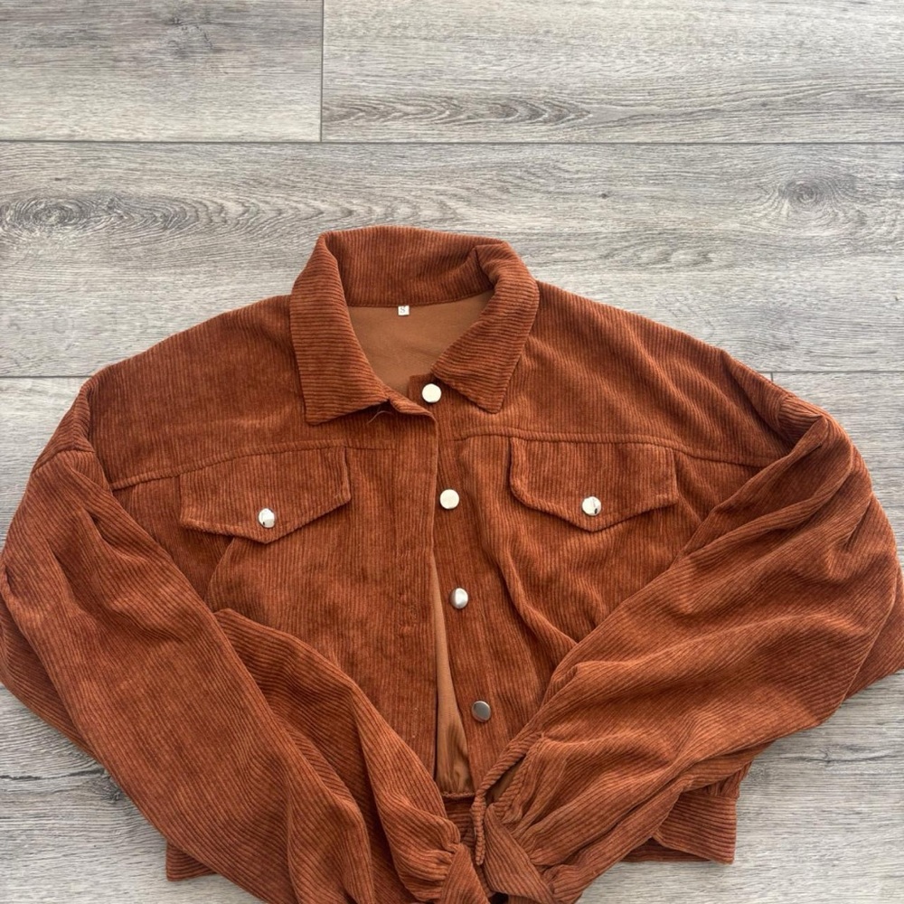 Corduroy Button-Up Jacket in Rust